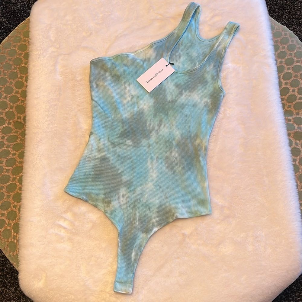 New! Lovers and Friends Bradley Bodysuit Teal Green Tie Dye Size XS - Picture 3 of 12